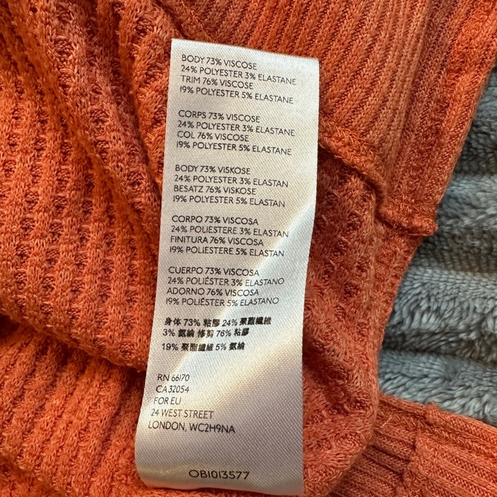 We the free oversized orange coral waffle knit thermal lounge top - Picture 5 of 8